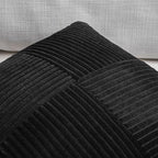 Fancy Homi 2 Packs Black Lumbar Decorative Throw Pillow Covers 14x22 Inch for Living Room Couch Bed Sofa, Rustic Farmhouse Boho Home Decor, Soft Striped Corduroy Rectangle Accent Cushion Case 35x55 cm