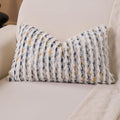 Boho Lumbar Pillow Cover 12x20 Inch Pack of 1 Farmhouse Rectangle Decorative Couch Throw Pillow Cover Mixed Blue Chenille Tufted Striped Pillowcase for Living Room Sofa Bed