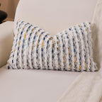 Boho Lumbar Pillow Cover 12x20 Inch Pack of 1 Farmhouse Rectangle Decorative Couch Throw Pillow Cover Mixed Blue Chenille Tufted Striped Pillowcase for Living Room Sofa Bed
