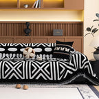 VClife Minimalism Tribal Couch Cover Non Slip White Black Geometric Jacquard Sofa Cover Washable Bohemian Style Aztec Couch Slipcover for Sectional Couch Chenille Furniture Protector 71''x118''
