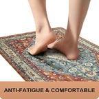 Collive Boho Kitchen Mat 2PCS, Cushioned Anti Fatigue Kitchen Mats for Floor Waterproof Kitchens Rugs Set of 2, Non Slip Comfort Standing Mat for Office, Sink, Laundry, 17.3"x29"+17.3"x59"