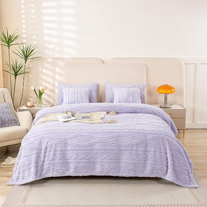 YUSOKI Twin XL Blanket Single Layer,Weight(3.1lb),370GMS-3D Stylish Design for Gift Home Decor (Lavender Fog,65"x90")