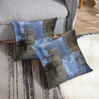 Emvency Set of 2 Blue Brown Painting Throw Pillow Covers Beige Office Contemporary Abstract Modern Design Retro Decorative Pillow Case Home Decor Standard Square 18x18 Inch Cushion Pillowcase