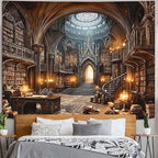 Accnicc Gothic Library Tapestry Medieval Bookshelf Tapestries Wall Hanging Goth Vintage Dark Academia Hall Library Backdrop Extra Large Tapestry for Bedroom Living Room Dorm Classroom 90 x 68 inch