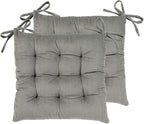 HLOVME Corduroy Chair Cushion with Ties Ultra Soft Warm Floor Cushion for Kids Reading Nook Comfortable Square Seat Cushion for Adult 15.7”x15.7” Set of 2, Grey