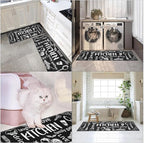 Arttown Black Anti-Fatigue Kitchen Rug Set of 2 Cooking Knife and Fork Cushioned Floor Standing Mat Waterproof Non-Slip Mat and PVC Ergonomic Comfort Foam Rug