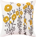 vctops Boho Floral Tufted Decorative Throw Pillow Cover Botanical Embroidered Cotton Cushion Cover for Couch Sofa Bed (Flower C,18"x18")