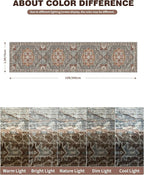 Washable Runner Rug 2.6x10 Runners for Hallways, Ultra-Thin Carpet Runners for Entryway Anti Slip Backing Runner Rugs for Kitchen Laundry Room Indoor Hallway (Grey/Brown/Tan)