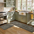 KIMODE Anti Fatigue Kitchen Mats 20"x59"+20"x32", Boho Vintage Kitchen Floor Mats Non Slip, Waterproof Kitchen Mat for Floor, Farmhouse Comfort Standing Mat for Laundry Office Sink Desk Green/Grey