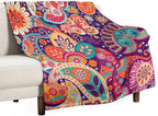 Boho Paisley Floral Throw Blanket Mandala Indian Bohemian Colorful Flowers Blanket for Sofa Bed Couch Chair Or Dorm 40"x50"