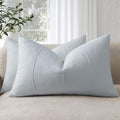 12x20 Pillow Covers Set of 2 Decorative Linen Lumbar Pillow Covers Solid handcrafted Striped Cushion Covers for Bed Soft Modern Farmhouse Neutral Pillowcase for Couch Bedroom Living Room (Sky Blue)