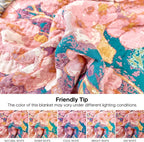 Boho Floral Throw Blanket 60"x80" 100% Cotton Twin Size Bed Blanket with Tassels,Reversible Soft Breathable Lightweight Decorative Flower Blankets for Couch Sofa Farmhouse Decor All Season