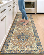 DEXI Kitchen Mats for Floor Cushioned, 23x86 Extra Large Long Runner Rug Non Slip, Waterproof Soft Comfort Standing Padded Anti Fatigue Decorative, Brown Beige