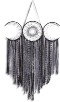ANROYE Black Triple Moon Goddess Macrame Wall Hanging, Wicca Crescent Dream Catcher for Witch Home, Dreamcatcher for Bedroom Decoration, Pagan Woven Tapestry for Wiccan Adults Decor