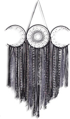 ANROYE Black Triple Moon Goddess Macrame Wall Hanging, Wicca Crescent Dream Catcher for Witch Home, Dreamcatcher for Bedroom Decoration, Pagan Woven Tapestry for Wiccan Adults Decor