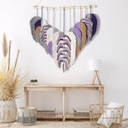 Amestrina Boho Tapestry for Bedroom, Boho Wall Decor for Bedroom, Large Wall Art for Living Room, Macrame Wall Hanging，Wall Tapestry for Living Room (Purple)