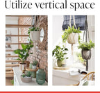 Scheurich Corteza Sky Vainilla Ceramic 6.1" Hanging Planter – with 35.4" Macramé Hanger - Waterproof - Boho Decorative Hanging Basket for Indoor Plants, Succulents&Flowers - Made in Germany - 0.7 gl