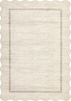GarveeHome Scalloped Washable Rug, 2x3 Kitchen Rugs for Entryway Bathroom, Soft Door Mat Indoor Entrance Ultra-Thin, Small Non-Slip Throw Carpet for Bedroom Entry Laundry, Beige