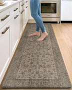DEXI Kitchen Mats for Floor Cushioned, 23x86 Long Rubber Runner Rug Non Slip, Large Waterproof Soft Comfort Standing Padded Anti Fatigue Decorative, Brown