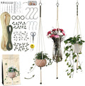 Macrame Kits for Beginners, 3 Set of Plant Hangers DIY Kit: Braided Polyester Ropes 50yds*5mm Ivory, 20yds*2mm Forest Green, 60+Pcs Supplies with Step-by-Step Easy Instructions (IVGR)