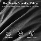HIGOGOGO Round Stuffed Pouf Ottoman, Pu Leather Poufs with Foam Chunk Filling, Furry and Fluffy Pouf Foot Stool Storage Ottoman, 20 X 15 Floor Poufs Foot Rest for Living Room, Black