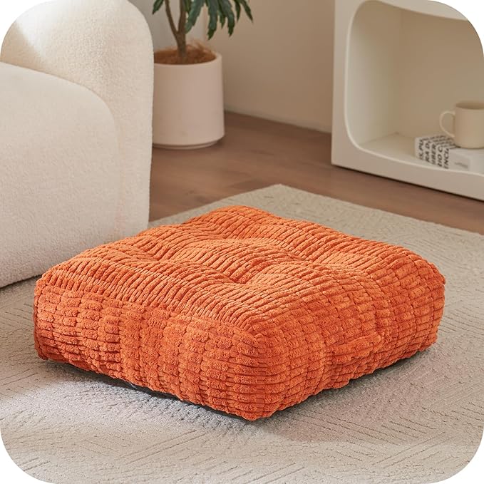 Floor Pillow Cushion for Adults, Meditation Cushion Pillow, Large Square Floor Sitting, for Tatami Living Room or Yoga, 22x22 Inch