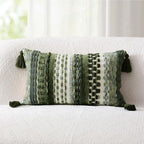 Kevin Textile Spring 12x24 Inch Lumbar Throw Pillow Cover 1 Pack Boho Decorative Soft Chenille Thread Woven Tufted Textured Rectangle Cushion Case Accent for Living Room Couch Sofa Bed, Green