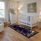 Lahome Floral Kitchen Runner, 2X6 Washable Runner Rug Non-Slip, Ultra-Thin Soft Hallway Rug Stain Resistant Boho Low-Pile Carpet for ‎Laundry Bathroom Bedroom Flore (2x6ft,Purple)