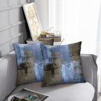Emvency Set of 2 Blue Brown Painting Throw Pillow Covers Beige Office Contemporary Abstract Modern Design Retro Decorative Pillow Case Home Decor Standard Square 18x18 Inch Cushion Pillowcase