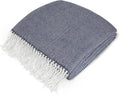 PAVILIA Herringbone Blanket Throw with Fringe,Faux Cashmere Knitted Throw with Tassels for Couch Bed,Decorative Farmhouse Soft Lightweight Plush Fuzzy Cozy,50x60,Herringbone - Navy Blue