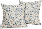 Blue Grey Gray Floral Pillow Covers 16x16 Set of 2 Vintage Rustic Old Style Cute Small Flower Print Decorative Outdoor Pillowcases Farmhouse Throw Cushion Case Decor for Couch Sofa Bed