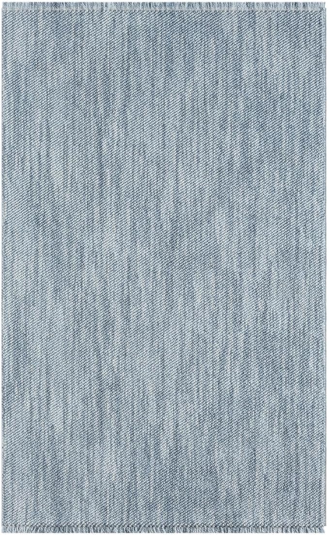LUXE WEAVERS Solid Machine Woven Blue 9x12 Area Rug, Indoor Stain-Resistant Carpet