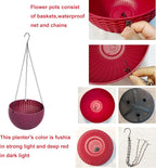 Hanging Basket Plastic Flower Pot Round Resin Garden Hanging Planter for Indoor Outdoor Plants 2 Pack Mulberry