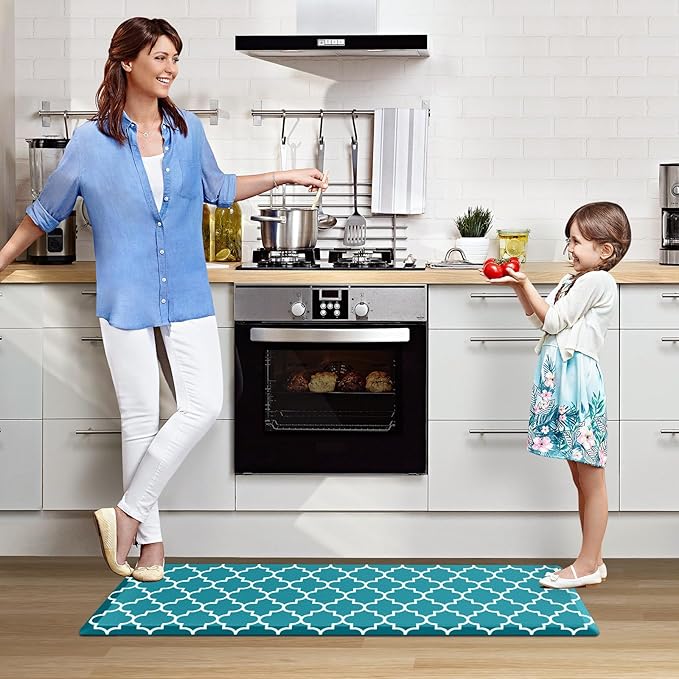 WISELIFE Anti Fatigue Floor Mat - 4/5 Inch Thick Kitchen Mat Non Slip Waterproof Heavy Duty Ergonomic Comfort Mat Durable for Home, Office, Sink, Laundry,(22" x 54", Green)