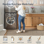 Lahome Boho 3x5 Washable Rugs for Entry, Easy Jute Indoor Outdoor Porch Rugs, Maze Lines Modern Throw Rug Non Slip Stain Resistant Door Mat for Bedroom Living Room Deck
