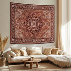 Apdidl Boho Mandala Hippie Wall Tapestry for Bedroom Aesthetic, Indian Bohemian Floral Tapestries Blanket Art Decor, Vintage Orange Fabric Vertical Wall Hanging for Living Room Dorm 60" X 79"