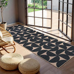 Lahome Modern Geometric Easy Jute Runner Rug 2.5x8 for Hallway, Washable Non Skid Carpet Runners 8ft, Neutral Boho Semi-Circle Outdoor Mats for Deck Entry