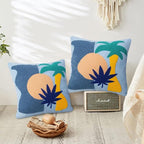 JASEN Abstract Boho Pillow Covers 18x18,Soft Mid Century Geometric Floral Decorative Throw Pillows for Couch Bed Sofa Bedroom（Only 1 Pillow Cover）,Cocount Tree