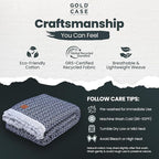 Gold Case Throw Blanket for Bed - 100% Recycled Turkish Cotton Blanket - Retro Lightweight Soft Throw Blankets for Bed & Living Room - Queen Size Cozy Blankets - 90x90 - Navy Blue
