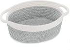 ABenkle Small Basket with Handles, Boho Decorative Rope Woven Dog Cat Toy Storage Bin Shelf Storage Organizer, Easter Christmas Gift Basket, 12"x8"x5"