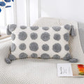 PANOD Super Soft Farmhouse Decorative Plush Throw Pillow Covers 12 x 20 Grey,Solid Pom pom Tufted with Tassels Modern Accent Boho Lumbar Cushion Cover Pillow Case for Couch Sofa