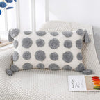 PANOD Super Soft Farmhouse Decorative Plush Throw Pillow Covers 12 x 20 Grey,Solid Pom pom Tufted with Tassels Modern Accent Boho Lumbar Cushion Cover Pillow Case for Couch Sofa