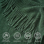 BATTILO HOME Dark Green Throw Blanket for Couch, Soft Chenille Knit Throws with Tassels for Home Decor, Christmas Green Throws for Bed Couch Cover, 60"x80"