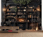 TUGCAY Vintage Bookshelf Tapestry, Medieval Gothic Bookcase Tapestry Spooky Library Tapestries Book Skull Backdrop for Bedroom Living Room Dorm Office Wall Decor 80’’ x 60’’