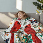 Cardinal Blanket Throw, Cardinal Gifts for Women and Men, Lightweight Soft Red Bird Blanket Fleece, Perfect for Living Room, Bedroom Decor, 60x80 Inches
