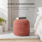 Anji Mountain Pouf Ottoman Foot Rest, Handmade Ottoman Pouf, Comfortable Foot Stool, Decorative Floor Seating for Living Room Decor, Bedroom & Home Décor Accent - Terracotta