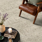 5x7 Area Rugs for Living Room Bedroom, Beige Washable Neutral Rug, Vintage Floral Retro Boho Non Slip & Low Pile Carpet for Dining Room, Classroom, Dorm, Nursery and Kids Room-Beige/Cream