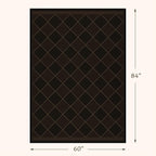 Large Dark Brown Checkered Easy Jute Outdoor Area Rug 5x7, Boho Diamond Geometric Pattern Non-Slip Living Room Patio Rug Indoor, Low Pile Stain Resistant Boho Decor Carpet for Dining Room and Office