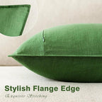 Foindtower Pack of 2, Decorative Linen Soild Throw Pillow Covers Soft Accent Euro Cushion Case Boho Farmhouse Pillowcase for Chair Couch Sofa Bedroom Living Room Home Decor 26 x 26 Inch Forest Green
