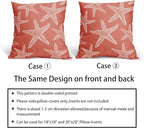 Kawani Beach Coral Starfish Pillow Covers 16X16 Inch Summer Nautical Coastal Ocean Decorative Pillow Cases Set of 2 Cotton Linen Throw Pillows Seasonal Home Decor for Sofa Couch Cushion Outdoor